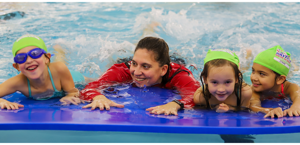 British Swim School instructor with Turtle 2 students