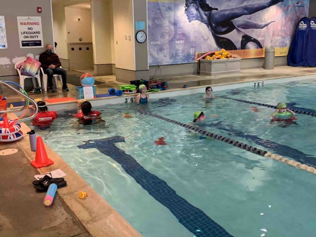 British Swim School class being taught at LA Fitness in Stoneham, MA