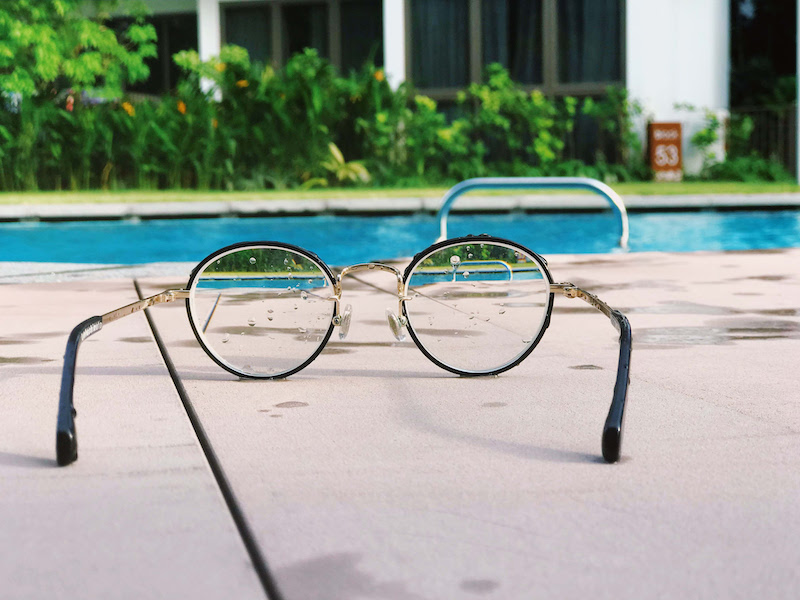 Glasses near a pool