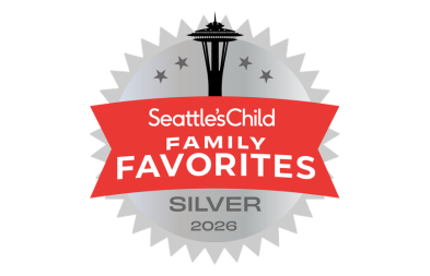 Silver award badge from Seattle's Child, recognizing Family Favorites for 2026