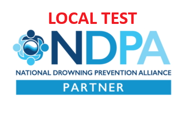 National Drowning Prevention Alliance logo with "LOCAL TEST" text and "PARTNER" banner.
