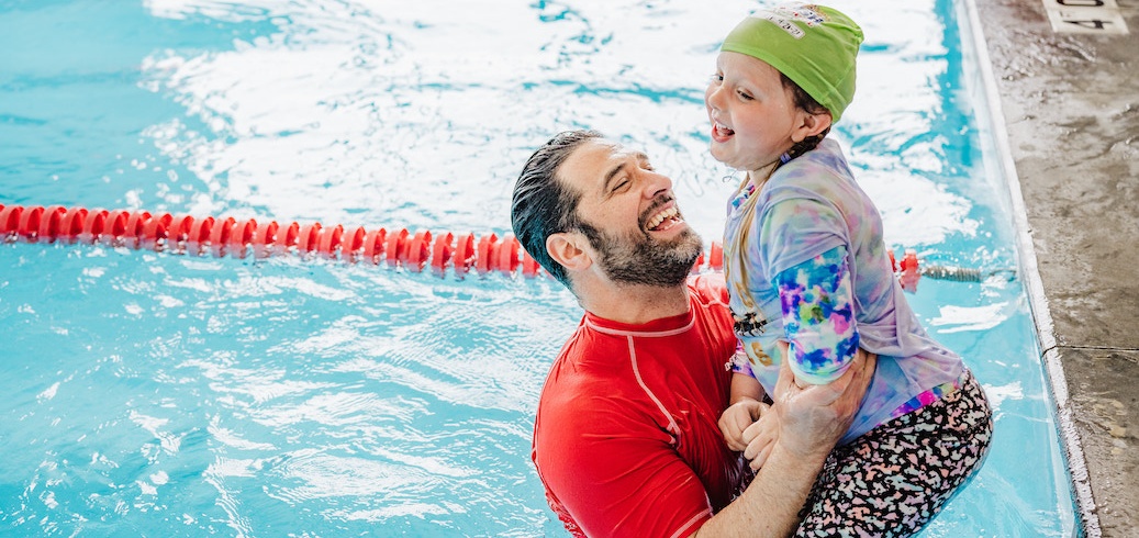 Swim student participating in Survival Week