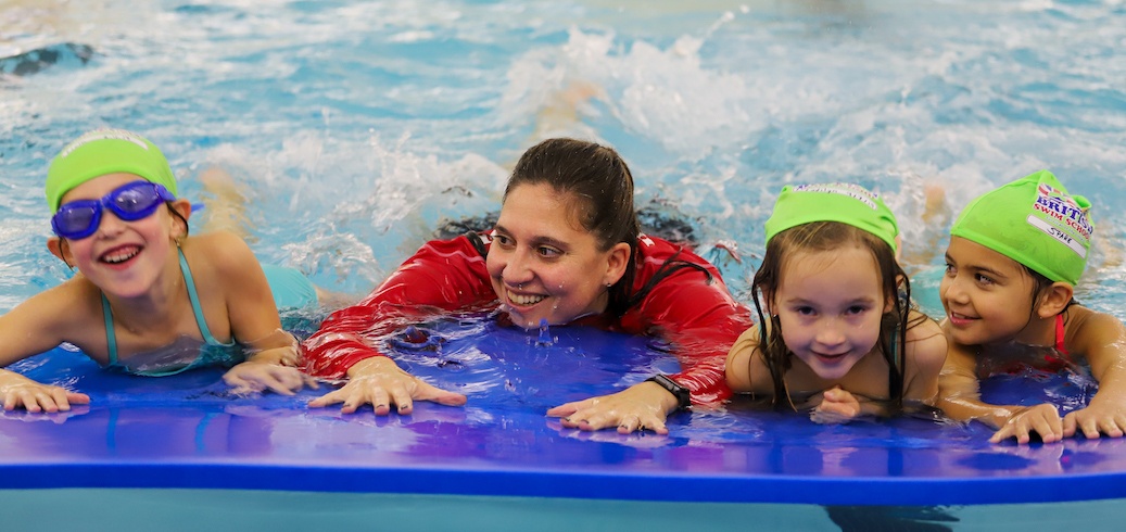 Children attending a swim school